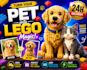 make your dog, cat, pet using lego bricks
