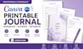 design canva printable journal, workbook minimalist digital planner notebook kdp