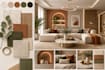 create an interior design concept, mood board, material board, and shopping list