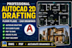 do autocad drafting, 2d floor plans and cad drawings