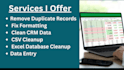 do CRM, CSV, and excel database cleanup and deduplication