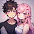 anime couple character art anime style