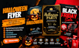 design halloween flyer, halloween event poster invitation black friday flyer