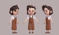 model stylized low poly cartoon character with rigging ad animation for games