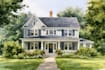 draw house illustration watercolor style