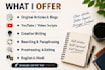 write, rewrite and edit engaging english and hindi content