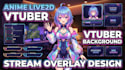 design anime live2d vtuber model, vtuber background, vtuber stream overlay