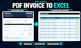 convert PDF invoices, receipts and tables to excel