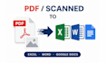 convert pdf to excel, word, scanned images to excel, google docs
