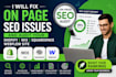 fix on page SEO issues and audit your shopify wix squarespace webflow site