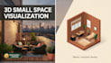 design a 3d small garden render for balcony courtyard and rooftop spaces