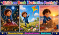 illustrate magical children storybook characters and scenes
