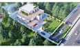 design modern duplex house facade exterior elevation realistic 3d rendering