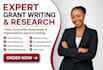 do grant writing, grant proposal, grant research, grant application, and busines