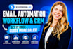 setup systeme io email automation, spanish systeme io workflow, campaign, CRM
