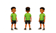 illustrate african american character pose and expression sheets
