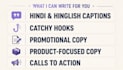 write engaging hindi and hinglish social media posts and captions