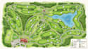 create an illustrated golf course map with fairways, holes, paths and icons