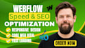 optimize webflow website speed, SEO, core web vitals and page speed performance