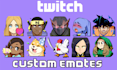 do custom twitch emotes discord kick emotes sub badges chibi emotes for streamer