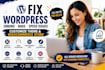 fix wordpress errors bugs speed issues customize theme and woocommerce store fix