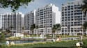 luxury 3d condo apartment, tropical landscape,resort poolside, waterfront render