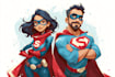 draw amazing couple superhero character