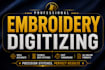 do embroidery digitizing, logo into dst, pes, jef file in 1 hour