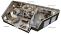 create 3d barndominium floor plan, shouse layout, barn house interior