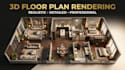 create realistic 3d floor plan rendering for your house or property