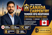 prepare canada carpentry tender rfq response for winning project bids