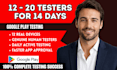 12 to 20 app testers, closed app testing, google play console,play store testing