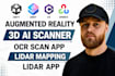 augmented reality app 3d ai scanner app or ocr scan,lidar app with lidar mapping