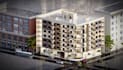 visualize mixed use building, real estate development, urban masterplan render