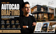 do autocad drafting, 2d floor plan, 2d cad drawing, elevations and sections