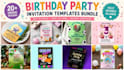 do canva birthday invitation, editable template, digital invite, printable cards