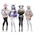 design an anime character reference sheet with multiple