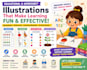 childrens educational illustration kids learning illustration vector educational