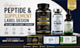 design peptide vial label, supplement label and 3d bottle mockup in 24hrs