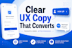 write UX writing microcopy button and app content