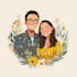 realistic family portrait, couple art