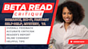 beta read, critique romance fantasy scifi novel beta reader, fiction beta reader