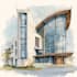 render architecture and interior concept in watercolor