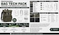 design bag tech pack,  handbag, backpack and technical drawing for manufacturing