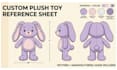 draw a custom plushie reference sheet character turn around for manufacturing