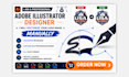 redesign ai generated logo, business card to vector, print ready