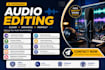 do audio podcast transcription editing remove background noise, echo, audiobook