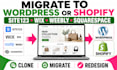 clone site123 weebly wix squarespace to wordpress or shopify full store design