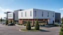 render 3d mixed use building,parking lot,contemporary design,cgi facade exterior
