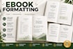 book interior, ebook formatting paperback kindle formatting ebook layout design